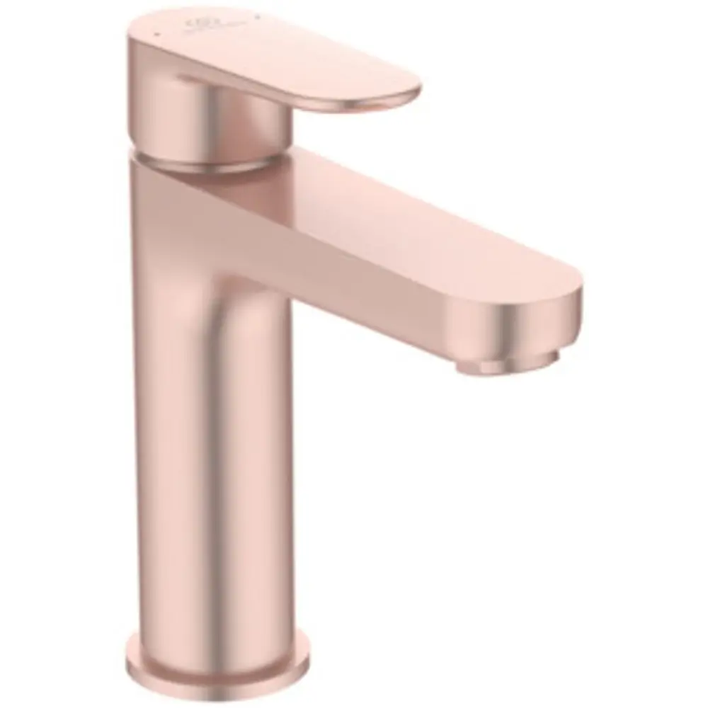 Waschtischarmatur in Rosé von Ideal Standard mit flachem Hebel, gerade Linie und breitem Auslauf. Geeignet für moderne Badezimmergestaltung.